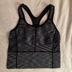 Gray tight fit workout crop athletic top